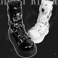 Skeleton y2k autumn and winter thick-soled high-top Martin boots