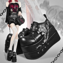 y2k cool punk skull thick-soled shoes