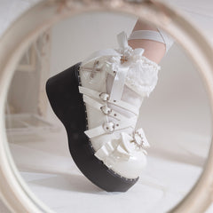 Sweet cool thick-soled leather shoes y2k high heels punk