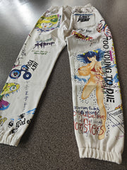 Casual loose-fitting graffiti trousers