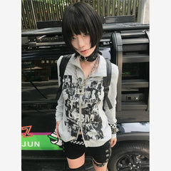 y2k vintage punk zip-up top