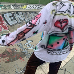 Colourful Airbrush Tide Loose Tide Long Sleeve T-Shirt