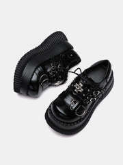 Punk y2k thick-soled leather shoes