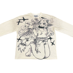 Hand-painted vintage design millennial trend long sleeve T-shirt