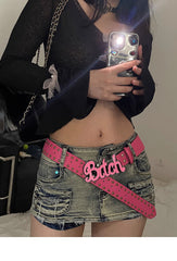 y2k pink hottie rivet belt