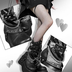 y2k hot girl punk thick-soled biker boots