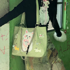 Kitten y2k tote shoulder bag