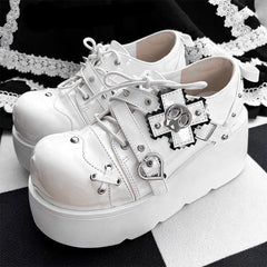 Hot girl punk lolita platform thick-soled leather shoes