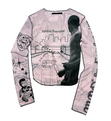 Pink Graffiti Bottom Shirt Long Sleeve T-Shirt