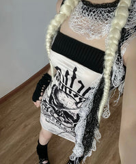 y2k hot girl gothic suspender skirt