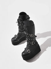 y2k punk height-enhancing thick-soled knight boots