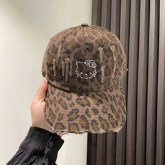 Retro leopard print baseball cap y2k sweet cool cap