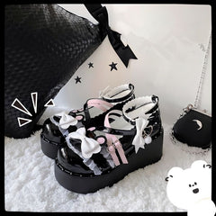 Cute lolita thick-soled college leather shoes