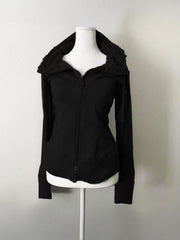 Vintage hooded sweatshirt with zipper design and waist