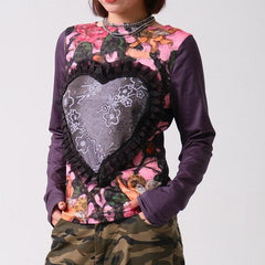 Lace Heart Patchwork Top