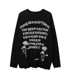 y2k retro dark knitted loose sweater