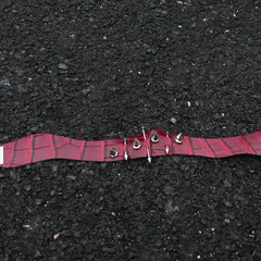 Irregular burgundy leather rivet collar y2k necklace