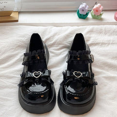 Cute lolita thick-soled college leather shoes