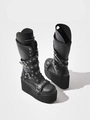 y2k punk height-enhancing thick-soled knight boots