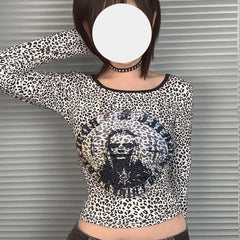 Punk leopard print long sleeves