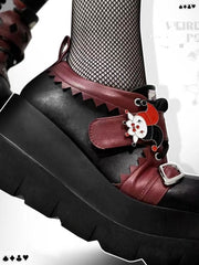 Punk y2k thick-soled leather shoes