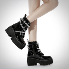 Punk Metal Chain Thick-soled Platform Hottie Martin Boots