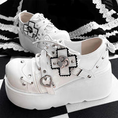 Hot girl punk lolita platform thick-soled leather shoes