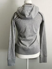 Vintage hooded sweatshirt with zipper design and waist