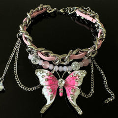 Pink Butterfly Necklace