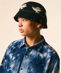 Peace Dove Jacquard Crochet Knit Fisherman Warm Bucket Hat