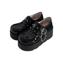 Punk y2k thick-soled leather shoes