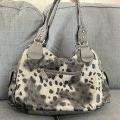 Leopard print vintage y2k large capacity tote bag