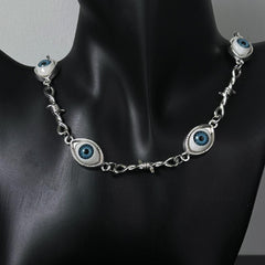 Blue Eyes Thorn Patchwork Necklace