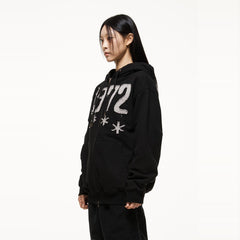 1972 Digital Patch Loose Hooded Sweatshirt Jacket