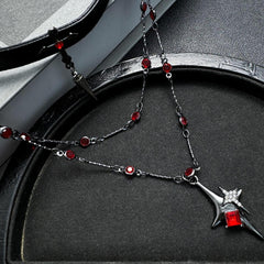 Extra Cross Black and Red Necklace