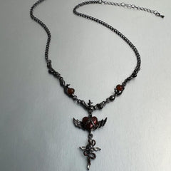 Gun Black Skull Cross Necklace