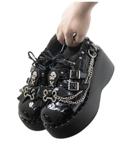 Punk y2k thick-soled height-increasing leather shoes