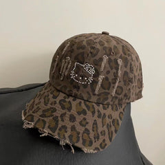 Retro leopard print baseball cap y2k sweet cool cap