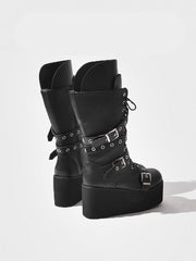 y2k punk height-enhancing thick-soled knight boots