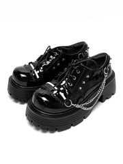 Punk y2k thick-soled leather shoes