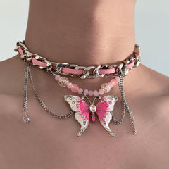 Pink Butterfly Necklace