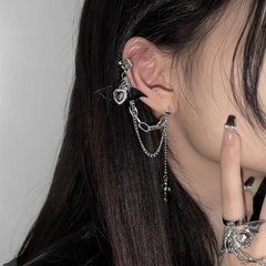 Black sweet devil ear clip Y2K