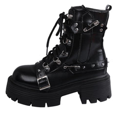 Y2K sweet cool hot girl thick sole lolita rivet Martin boots