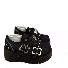 y2k thick-soled shoes punk round-toed platform shoes