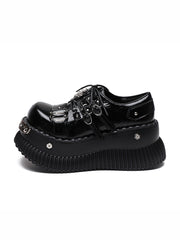 Punk y2k thick-soled leather shoes