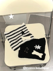 Y2k cute star knitted hat