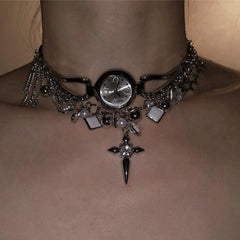 Heavy Duty Cross Clock Necklace