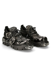 y2k thick-soled metal dark punk low-top leather shoes