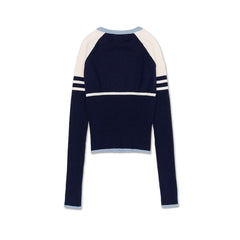 Colour Block Letter Long Sleeve Knit Sweater Women