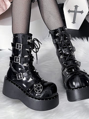 Dark Punk Y2K Platform Boots